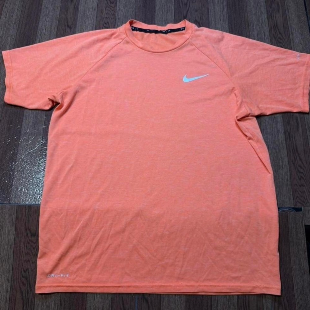 Nike Running Orange Dri-Fit UPF Tech Sportswear Train Shirt Fits Medium‎